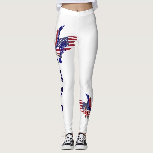 Patriottische Amerikaanse adelaar, vlag en schild Leggings (Voorkant)