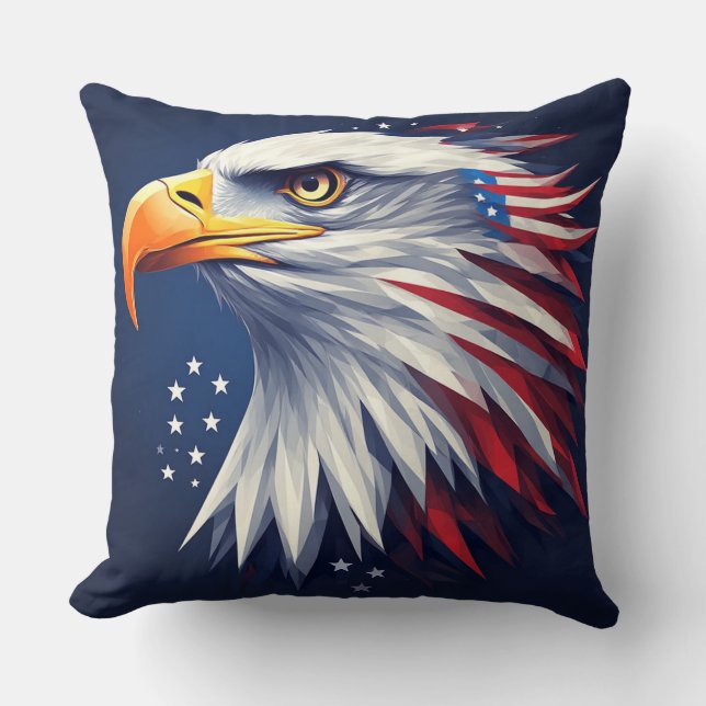 Patriottische Amerikaanse adelaar vol trots en kra Kussen (Voorkant)