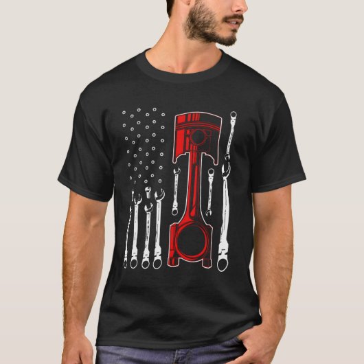 Patriottische Amerikaanse Auto Mechanic Man Gift P T-shirt (Voorkant)