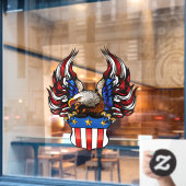 Patriottische Amerikaanse Bald Eagle USA Flag Cres Raamsticker (Cafe Raam)