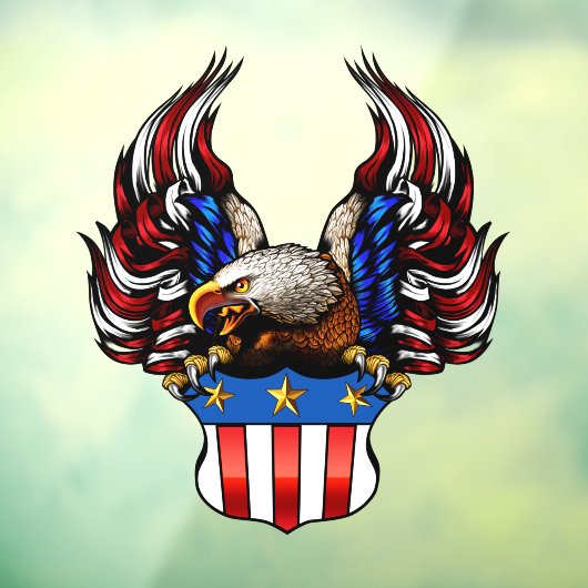 Patriottische Amerikaanse Bald Eagle USA Flag Cres Raamsticker (Vel 3)