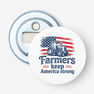 Patriottische Amerikaanse Boer Tractor Boerenleven Button Flesopener