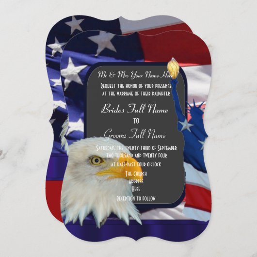 Patriottische Amerikaanse bruiloft Kaart (Voorkant / Achterkant)