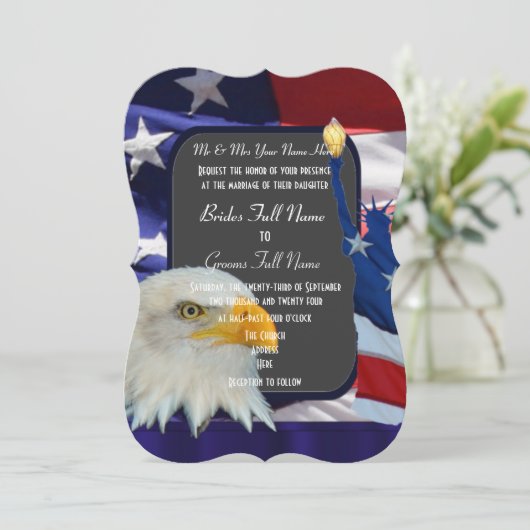 Patriottische Amerikaanse bruiloft Kaart (Staand voorkant)