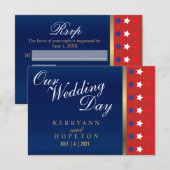 Patriottische Amerikaanse Bruiloft - RSVP Kaartje (Voorkant / Achterkant)