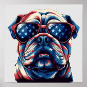 Patriottische Amerikaanse buldog Poster (Voorkant)