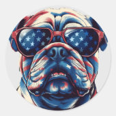 Patriottische Amerikaanse buldog Ronde Sticker (Voorkant)