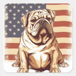 Patriottische Amerikaanse buldog Vierkante Sticker
