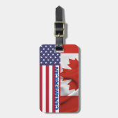Patriottische, Amerikaanse Canadese vlag,4 juli Bagagelabel (Voorkant verticaal)
