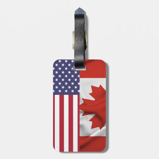 Patriottische, Amerikaanse Canadese vlag,4 juli Bagagelabel (Achterkant verticaal)
