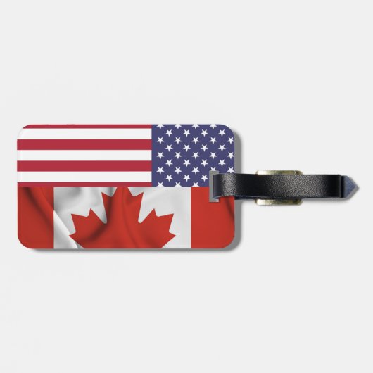 Patriottische, Amerikaanse Canadese vlag,4 juli Bagagelabel (Achterkant horizontaal)