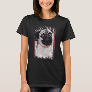 Patriottische Amerikaanse Chinese Pug Dog Vlag T-shirt