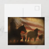 Patriottische Amerikaanse cowboy en Cattle Western Briefkaart (Voorkant / Achterkant)
