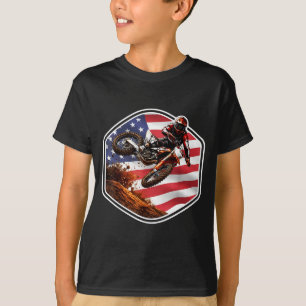 Patriottische Amerikaanse dirt bike rijder motocro T-shirt