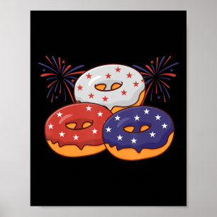 Patriottische Amerikaanse Donut 4 juli Memorial Da Poster