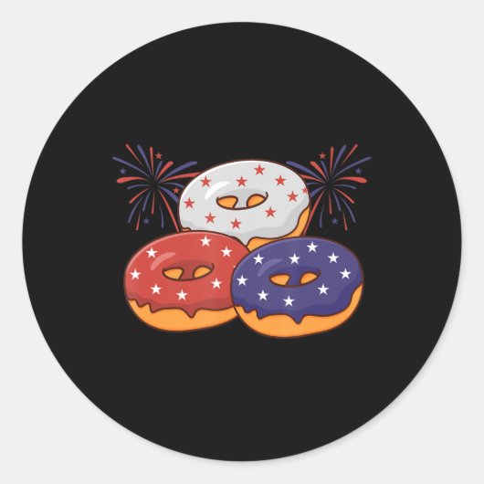 Patriottische Amerikaanse Donut 4 juli Memorial Da Ronde Sticker (Voorkant)