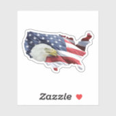 Patriottische Amerikaanse Eagle US Kaart Vorm Sticker (Vel)
