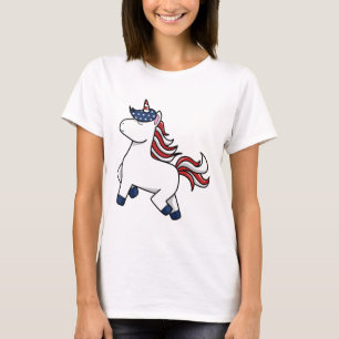 Patriottische Amerikaanse Eenhoorn Sterren Strepen T-shirt
