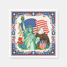 Patriottische Amerikaanse Folk Art Cocktail Onderl Servet