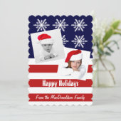 Patriottische Amerikaanse foto template kerstvakan Feestdagenkaart (Staand voorkant)