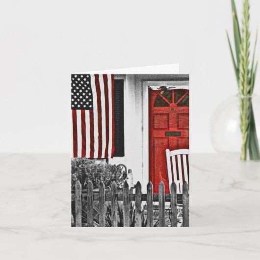 Patriottische Amerikaanse Front Porch Note Kaart (Voorkant)