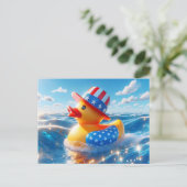 Patriottische Amerikaanse gele rubberen eend Briefkaart (Staand voorkant)