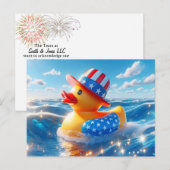 Patriottische Amerikaanse gele rubberen eend Briefkaart (Voorkant / Achterkant)