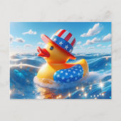 Patriottische Amerikaanse gele rubberen eend Briefkaart (Voorkant)
