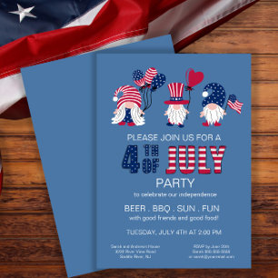 Patriottische Amerikaanse Gnomen Party 4th van jul Kaart