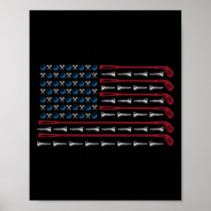 Patriottische Amerikaanse Golfer Vlag Golfclub Gol Poster