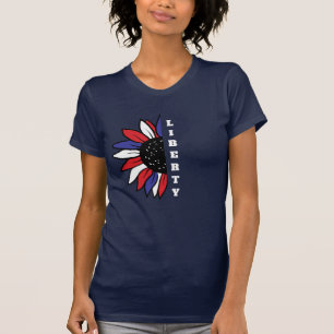 Patriottische Amerikaanse Halve Zonnebloem Vrijhei T-shirt