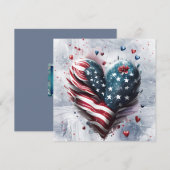 Patriottische Amerikaanse Hart Kunst Feestdagenkaart (Voorkant / Achterkant)