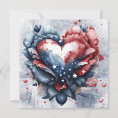 Patriottische Amerikaanse Heart Art Bloemen Feestdagenkaart (Voorkant)