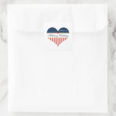 Patriottische Amerikaanse Heart Flag Militair Wedd Vierkante Sticker (Tas)