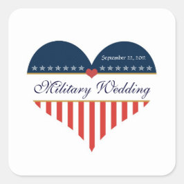 Patriottische Amerikaanse Heart Flag Militair Wedd Vierkante Sticker