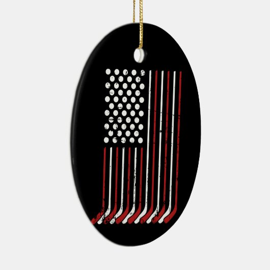 Patriottische Amerikaanse hockeysticks sterren str Keramisch Ornament (Rechts)