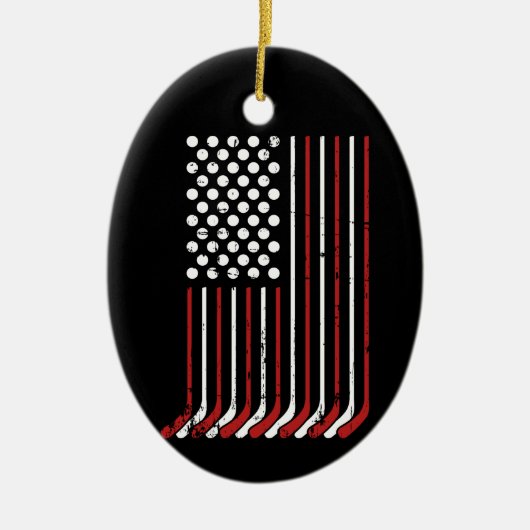 Patriottische Amerikaanse hockeysticks sterren str Keramisch Ornament (Voorkant)