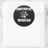 Patriottische Amerikaanse Hond Kat Paw USA Vlag Ronde Sticker (Tas)
