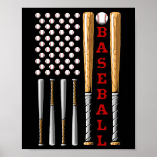 Patriottische Amerikaanse honkbalvlag - Vintage Ba Poster