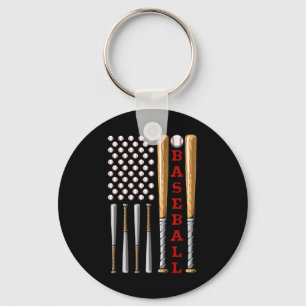 Patriottische Amerikaanse honkbalvlag - Vintage Ba Sleutelhanger