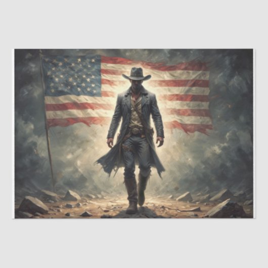 Patriottische Amerikaanse jongen - Decoupage - Tissuepapier (Voorkant)