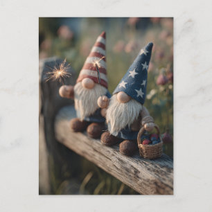 Patriottische Amerikaanse kabouters met Sparklers Feestdagenkaart