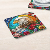 Patriottische Amerikaanse Kale Adelaar "Glas in lo Kartonnen Onderzetters (Schuin)