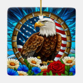 Patriottische Amerikaanse Kale Adelaar "Glas in lo Keramisch Ornament (Achterkant)