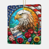 Patriottische Amerikaanse Kale Adelaar "Glas in lo Keramisch Ornament (Links)