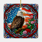 Patriottische Amerikaanse Kale Adelaar "Glas in lo Keramisch Ornament (Achterkant)