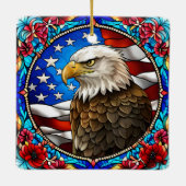 Patriottische Amerikaanse Kale Adelaar "Glas in lo Keramisch Ornament (Achterkant)
