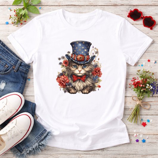 Patriottische Amerikaanse Kat Tri-Blend Shirt