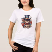 Patriottische Amerikaanse Kat Tri-Blend Shirt (Voorkant)