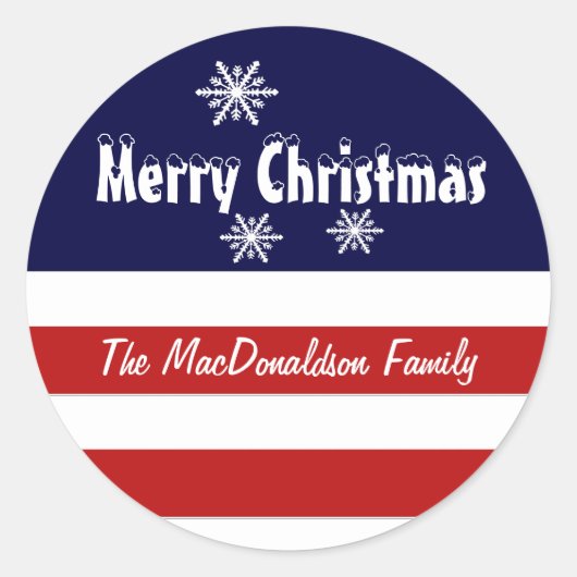 Patriottische Amerikaanse Kerst feestdagen Ronde Sticker (Voorkant)